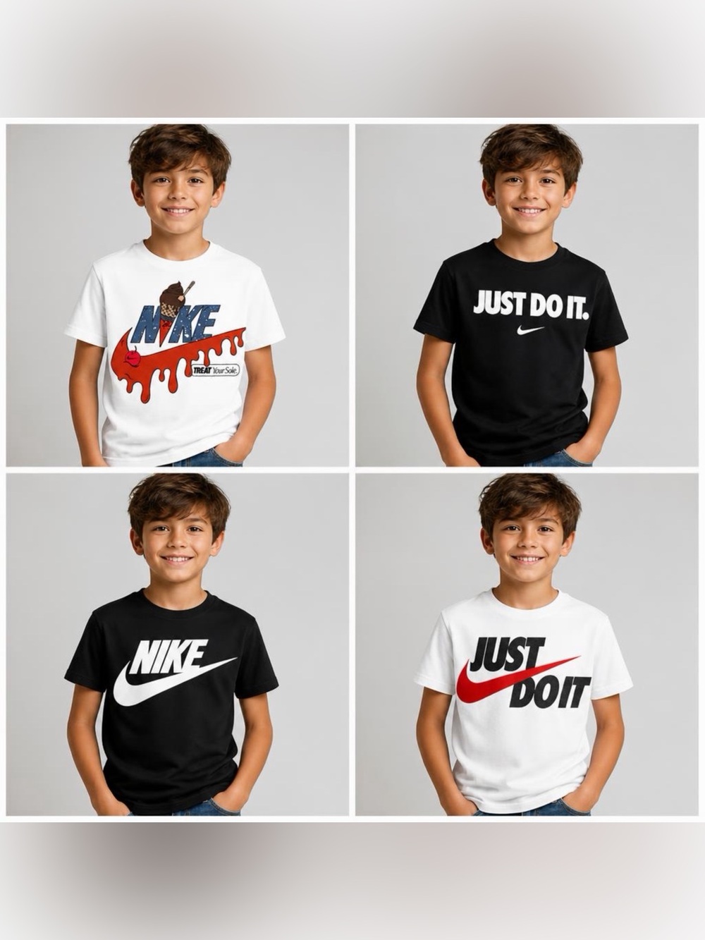4 Nike Multi-Graphic Tee Set Black White bundle set boys small